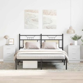 Κομοδίνα 2 τεμ. Λευκά 38 x 35 x 56 εκ. από Επεξ. Ξύλο