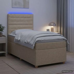 vidaXL Κρεβάτι box spring με στρώμα Κρεμ 90 x 200 cm Ύφασμα