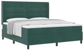 vidaXL Κρεβάτι με ελατήρια Σκούρο πράσινο 180 x 200 cm Βελούδο
