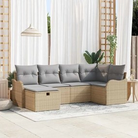vidaXL Σετ Καναπέ Κήπου με μαξιλάρι 6 pcs μπεζ και ανοιχτό γκρι