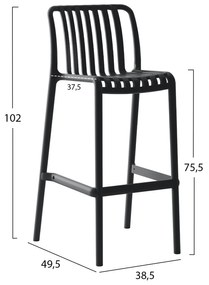 Σκάμπο Bar Πολυπροπυλενίου Convee Μαύρο 38,5x49,5x102Υεκ.