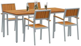vidaXL Σέτ φαγητού για κήπο 5 pcs Γκρι και καφέ 180 x 90 x 75 cm