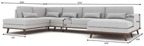 Γωνιακός Καναπές Seattle K118, Beige, 351x202x85cm, Πόδια: Ξύλο | Epipla1.gr