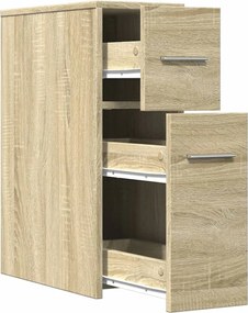 vidaXL Ντουλάπι Μπάνιου Στενό με Ροδάκια Sonoma Δρυς Επεξ. Ξύλο