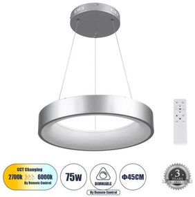 Κρεμαστό Φωτιστικό Οροφής LED 72W 8625lm SALEM Globostar-61242-Ασημί 61242