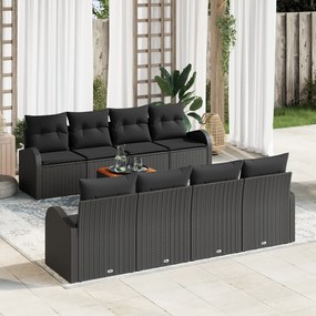 vidaXL Σετ Καναπέ Κήπου 9 pcs Μαύρο Large Πολυ-ρακί, Μέταλλο