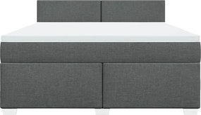 vidaXL Κρεβάτι Boxspring με Στρώμα Σκούρο Γκρι 180x200 εκ Υφασμάτιν