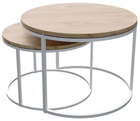 Intrahome Τραπέζια σαλονιού Solme Intrahome σετ 2τεμ λευκό μέταλλο και μελαμίνη σε φυσική απόχρωση | SKU: INTRAPA-432111222