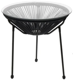 ACAPULCO Τραπεζάκι Μέταλλο Βαφή Μαύρο, Rattan Μαύρο Φ50cm H.50cm Ε246,2