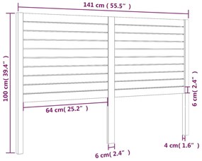 vidaXL Κεφαλάρι Κρεβατιού 141 x 4 x 100 εκ. από Μασίφ Ξύλο Πεύκου