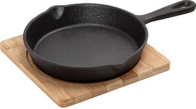 ΤΗΓΑΝΑΚΙ ΣΤΡΟΓΓ. CAST-IRON ΜΑΥΡΟ D: 16 H: 4CM ΜΕ ΒΑΣΗ BAMBOO