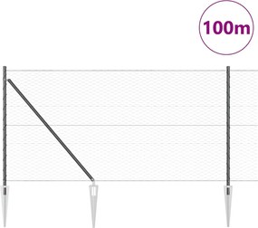 vidaXL Εξωτερική εξάγωνη περίφραξη με στήλη 100 x 1 μ Γκρι Δίχτυ