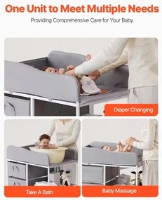 VEVOR Baby Changing Table Portable Diaper Change Station with 3 Drawers &amp; Wheels