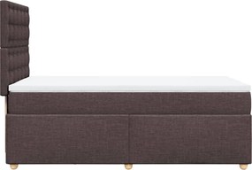 vidaXL Κρεβάτι Boxspring με Στρώμα Σκούρο Καφέ 90x190 εκ. Υφασμάτινο