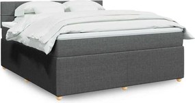 vidaXL Κρεβάτι Boxspring με Στρώμα Σκούρο Γκρι 180x200 εκ Υφασμάτιν