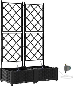 vidaXL Γλάστρα Κήπου 2 τμχ. Μαύρο 80 x 40 x 126 cm PP
