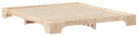 vidaXL Κρεβάτι δαπέδου Καφέ 180 x 210 cm Μασίφ ξύλο πεύκου
