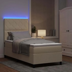 vidaXL Κρεβάτι με ελατήρια με στρώμα Κρεμ 90 x 190 cm ύφασμα