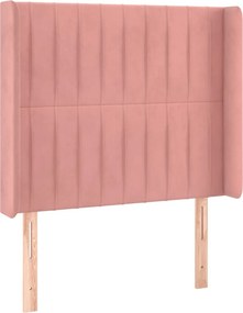 vidaXL Κρεβάτι Boxspring με Στρώμα &amp; LED Ροζ 90x200 εκ. Βελούδινο
