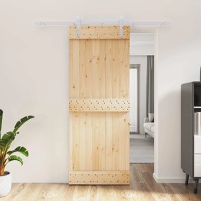 vidaXL Συρόμενη Πόρτα Φυσικό και Λευκό 80 x 210 cm