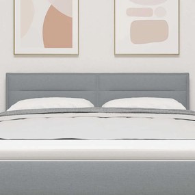 vidaXL LED κεφαλάρι με φώτα λωρίδας LED Ανοιχτό γκρι 160 cm ύφασμα