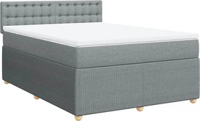 vidaXL Κρεβάτι Boxspring με Στρώμα Ανοιχτό Γκρι 140x190 εκ. Υφασμάτινο