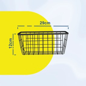 Μεταλλικό Καλάθι Αποθήκευσης 29x12x14cm Άσπρο ή Μαύρο - Μαύρο