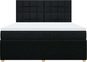 vidaXL Κρεβάτι Boxspring με Στρώμα Μαύρο 180x200 εκ. Υφασμάτινο