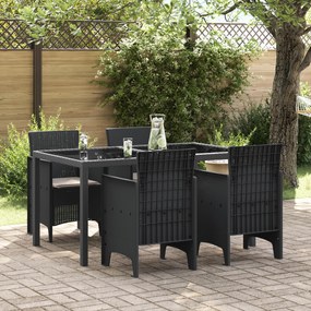 vidaXL Καρέκλες Κήπου με Μαξιλάρια 4 pcs Ανθρακί Κανονικό PE Ρατάν