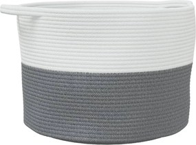 vidaXL Καλάθι Απλύτων Γκρι και Λευκό Ø55x36 εκ. Βαμβακερό