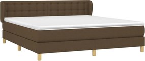 vidaXL Κρεβάτι Boxspring με Στρώμα Σκούρο Καφέ 160x200 εκ Υφασμάτινο