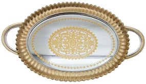 Διακοσμητικός Δίσκος Με Καθρέπτη 279-222-180 39x24x3,5cm Gold Polyresin