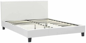 Κρεβάτι Nevil pakoworld διπλό 150x200 PU χρώμα λευκό ματ με ανατομικές τάβλες