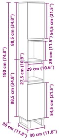 Ντουλάπι Μπάνιου Sonoma Δρυς 30x30x190 εκ. Επεξεργασμένο Ξύλο - Καφέ