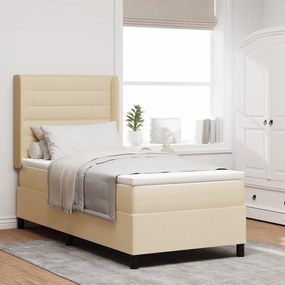 vidaXL Στρώμα με κρεβάτι box spring και LED κρέμα 100x200 εκ. υφάσματος