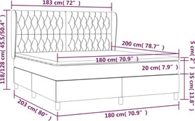 vidaXL Κρεβάτι Boxspring με Στρώμα Σκούρο Καφέ 180x200 εκ Υφασμάτινο