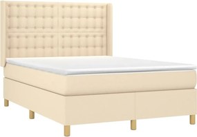 vidaXL Κρεβάτι Boxspring με Στρώμα Κρεμ 140x200 εκ. Υφασμάτινο