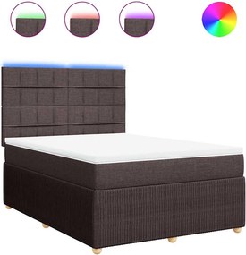 vidaXL Κρεβάτι Boxspring με Στρώμα Σκούρο Καφέ 140x200 εκ Υφασμάτινο