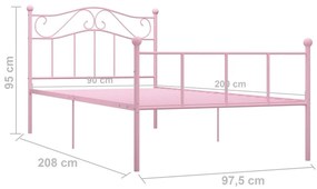 Πλαίσιο Κρεβατιού Ροζ 90 x 200 εκ. Μεταλλικό - Ροζ