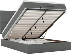vidaXL Οθωμανικό κρεβάτι με στρώμα Σκούρο γκρι 140x200cm ύφασμα