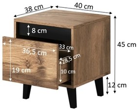 night cabinet NORD votan oak/antracyt DIOMMI CAMA-NORD-DWO/ANT-SZAFKA NOCNA