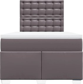 vidaXL Κρεβάτι Boxspring με Στρώμα Γκρι 120x200εκ. από Συνθετικό Δέρμα
