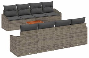 vidaXL Σετ Καναπέ Κήπου με μαξιλάρι 9 pcs Γκρι Πολυ ράταν
