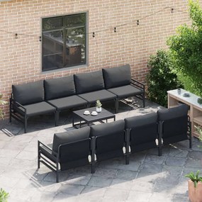 vidaXL Σετ Καναπέ Κήπου με μαξιλάρι 9 pcs Ανθρακί Ατσάλι & ύφασμα