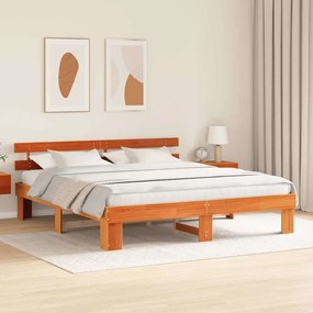 vidaXL Σκελετός Κρεβατιού Καφέ 200 x 200 cm Μασίφ ξύλο πεύκου