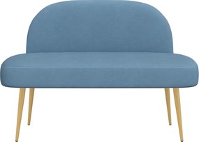 vidaXL Δερμάτινος Πάγκος με Πλάτη Μπλε 110 x 60 x 76 cm