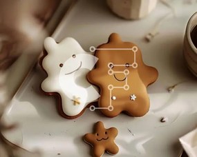 Σετ των 2 Intra Συλλεκτικό Ξύλινο Παζλ Plywood  4mm - Μπισκότα Smiley Face Gingerbread με καφέ και καραμέλα Σε Ξύλινο Κουτί - Διαστάσεις: 10x10 cm – 25 κομμάτια