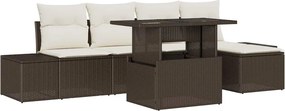 vidaXL Σετ Καναπέ Κήπου με αποθήκευση 6 pcs Καφέ Πολυ ράταν