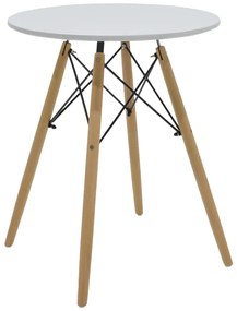 Τραπέζι Julita pakoworld MDF λευκό και ξύλο οξιάς σε φυσική απόχρωση Φ60x73εκ