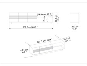 Έπιπλο τηλεόρασης Yubo καρυδί 167.6x35x43εκ